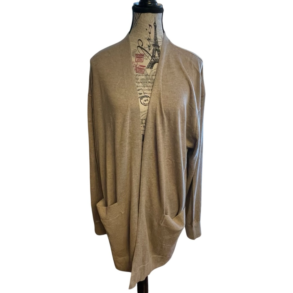 Elegant Tan Women's Cashmere Blend Cardigan - Picture 2 of 6